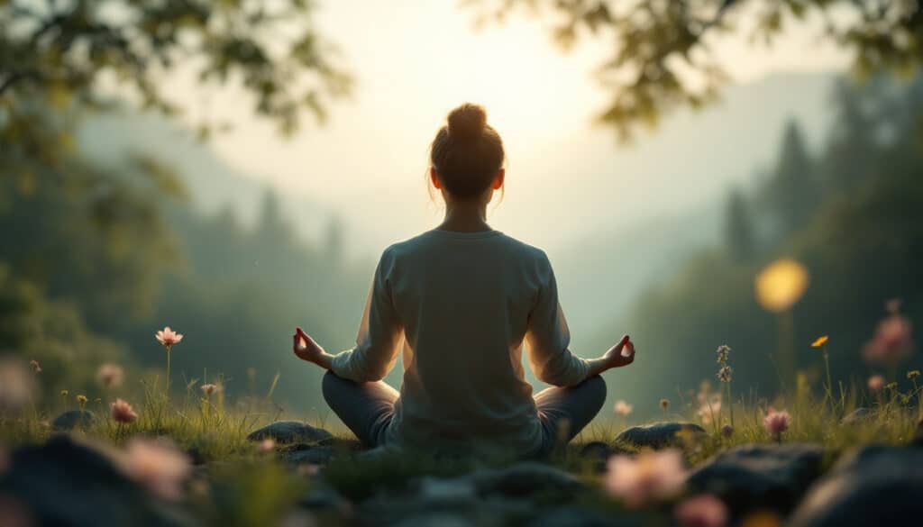 paciente sentada en el suelo relajada haciendo yoga