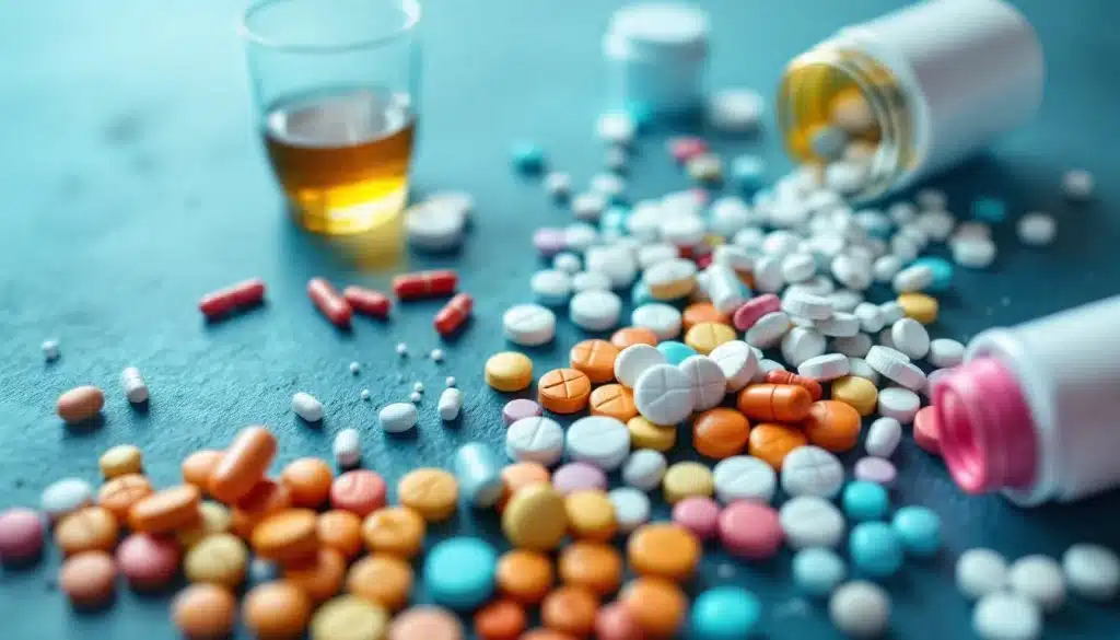 pastillas de colores sobre una mesa